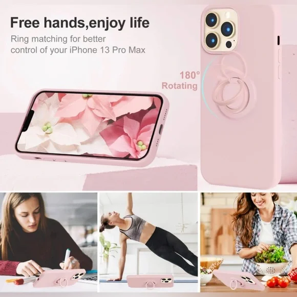 Pink iPhone 13 Pro Max Case 6.7 inch, Silicone Ultra Slim Shockproof Protective - Picture 2 of 7